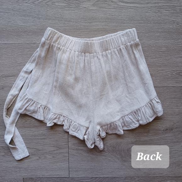 MOD On Trend Women's Linen Blend Ruffle Trim Tie Front Wrap Silhouette Skort - Picture 8 of 9